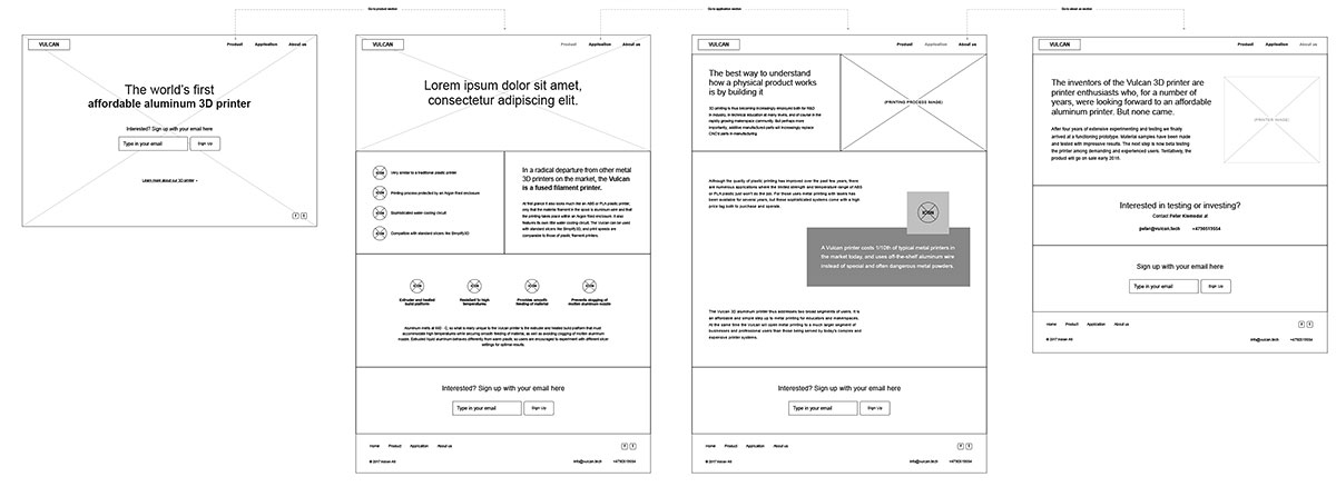 Vulcan wireframes